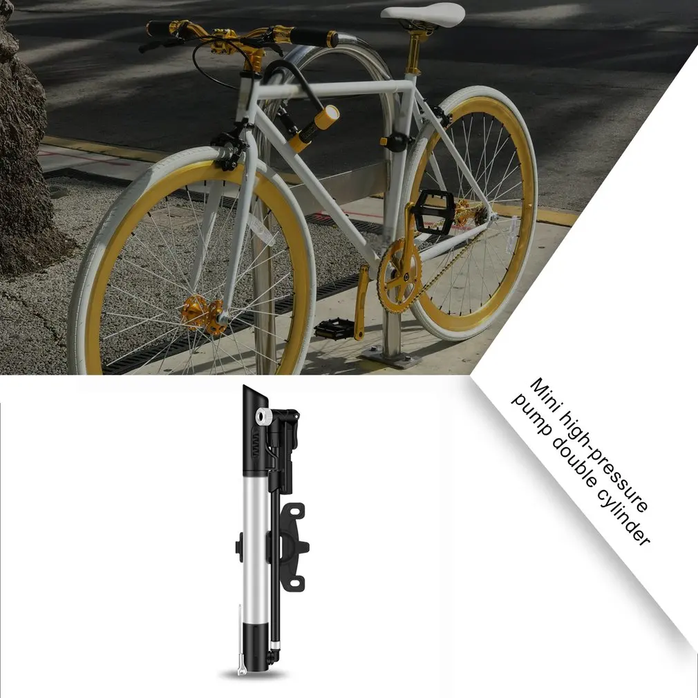Bomba de Bicicleta Bomba de ar Medidor de Pressão Mangueira Ciclismo Pneu Inflator Schrader Presta Válvula Garfo Portátil Mini Bomba Mão Mod. 187553 18 High Quality Automóveis e motos