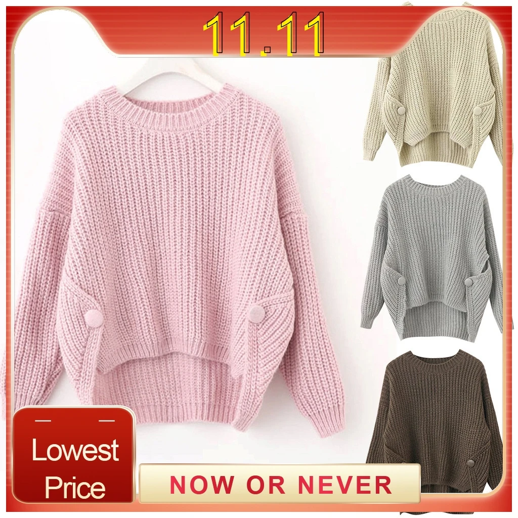 2019 осень зима женский свободный вязаный свитер большого размера с длинными