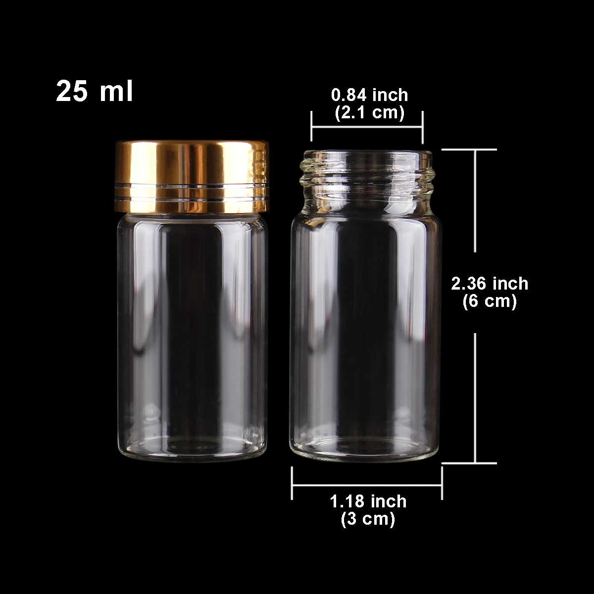 5pcs 25ml 30*60mm Glass bottles with Golden Caps Spice Jars Perfume Bottles Potion bottles Glass vessels for Art Craft 2