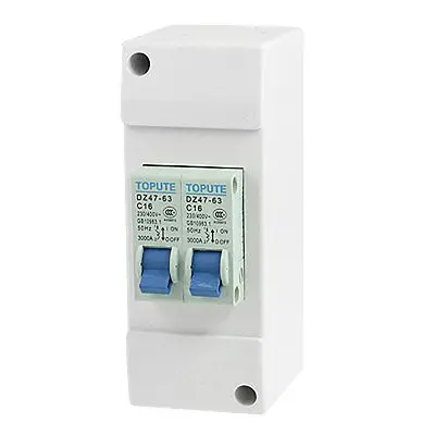 AC 230/400V 16A миниатюрный автоматический выключатель Твин 1 Полюс w пластиковая крышка