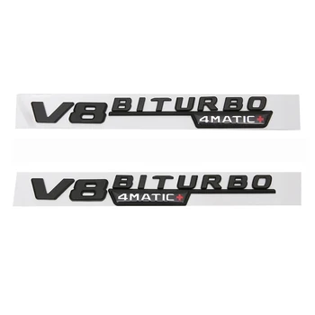 

Glossy Black V8 BITURBO 4MATIC Letters Emblem Badge Fender Side Turbo Logo Car Styling Refitting Sticker for Mercedes Benz C63