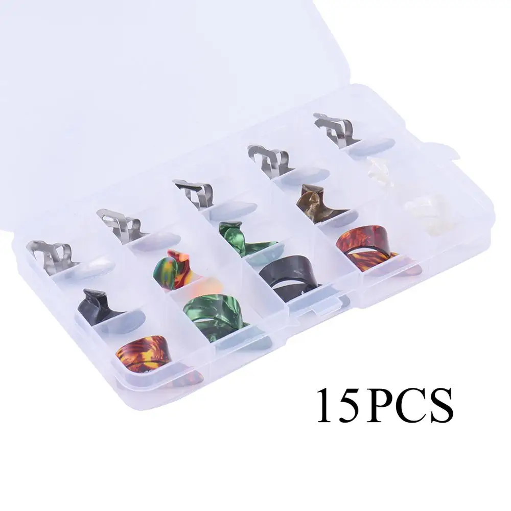 5 Thumb+ 10 Finger Nail Guitar Picks Plectrum Красочные для гитары бас банджо+ 15 сетка чехол Коробка для хранения