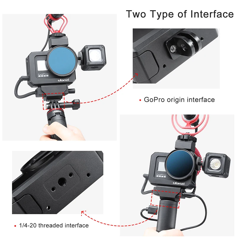 Металлический чехол для видеокамер Gopro Hero 8 Black книжка удлинитель с креплением на