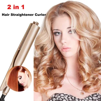 

2 In1 Hair Curler Straightener Ceramic Curling Straightening Hair Portable Travel Universal For Straight And Curly Hair