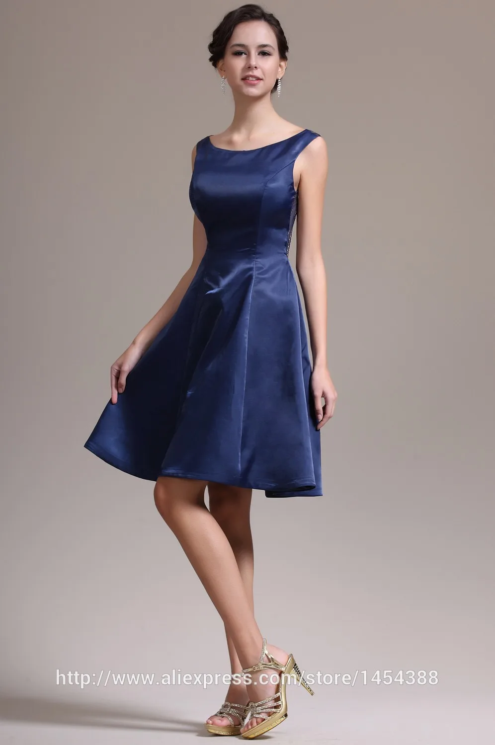 Navy Blue Knee-Length See Through Prom Dresses vestidos de fiesta de noche largos elegantes vestidos de gala prom dress