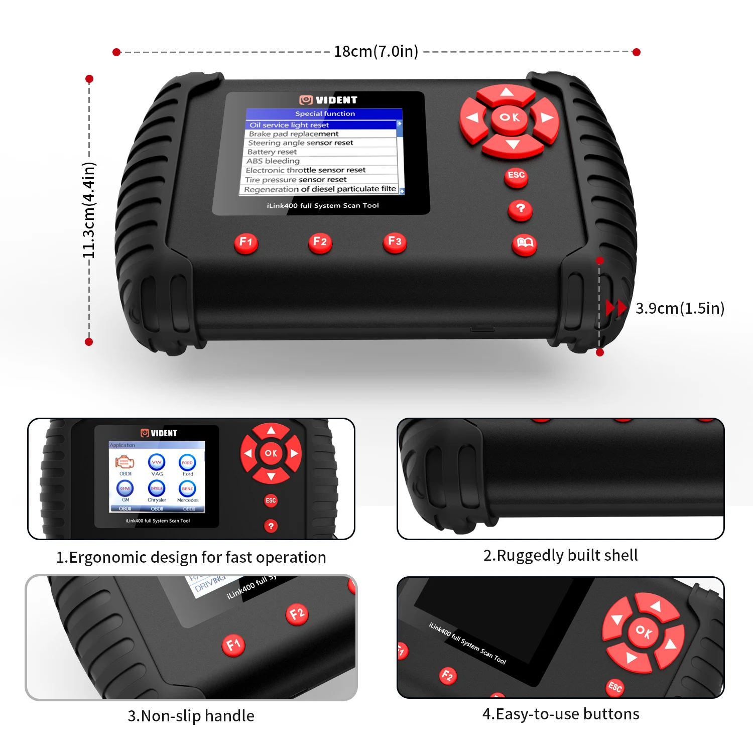 VIDENT iLink400 OBD2 сканер Авто полная система диагностического сканирования инструмент для считывания кода автомобиля со всеми функциями OBDII инструменты для тестирования транспортного средства