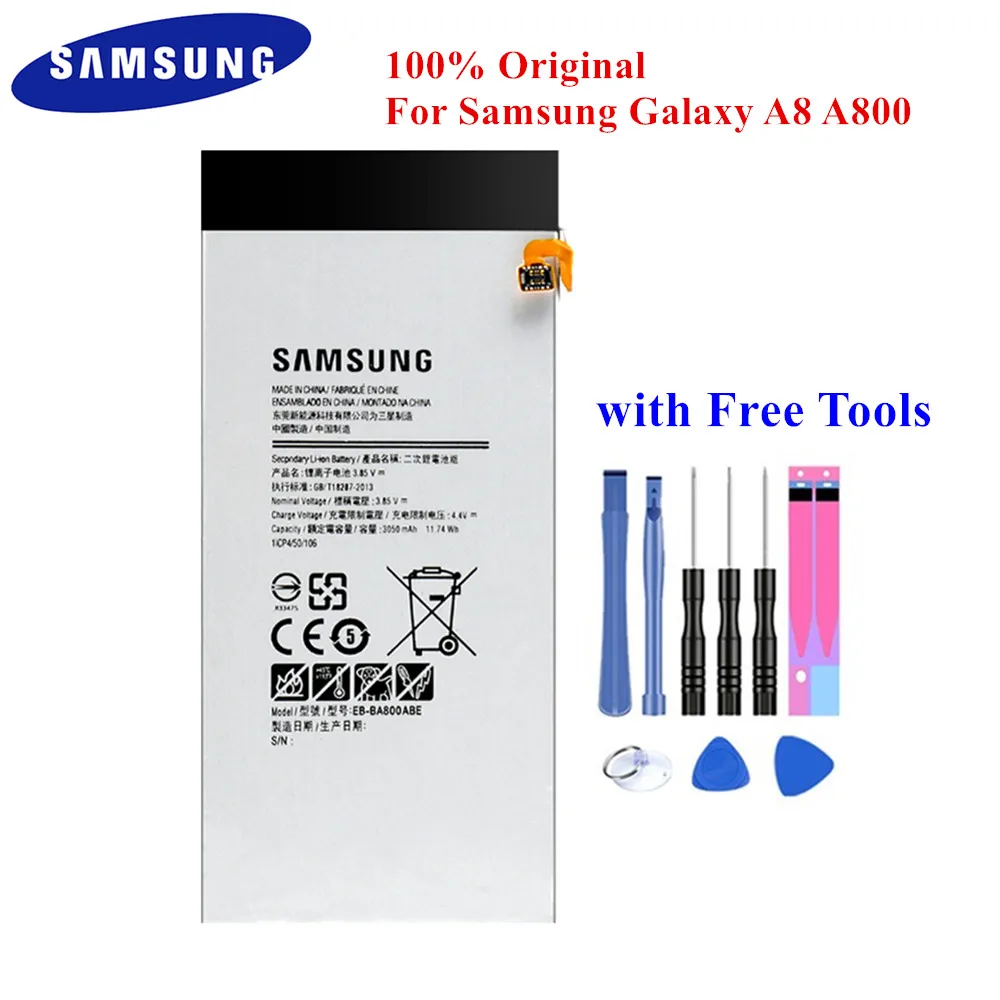 100% Оригинальный аккумулятор для Samsung Galaxy A8 (2015) A800 EB-BA800ABE A800F A800S A800YZ 3050 мАч Akku с