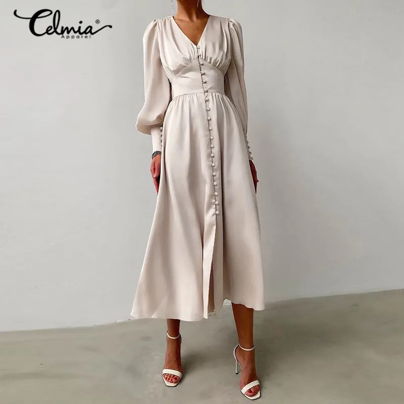 satin midi dress long sleeve