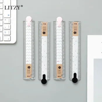 

LITZY 1pcs Simple Foldable Rulers 30cm Cute Bookmark Kawaii Creative Geometric Plastic for Office School Ruler Stationery Supply