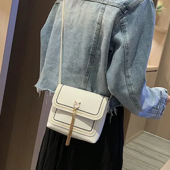 

Women's shoulder bag diagonal straddle bag small bag 2020 new fashion ins versatile small square bag cute fringe bag