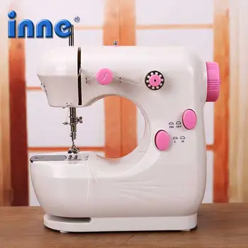 

INNE Mini Pink Sewing Machine Portable Household Dual Speed Foot Pedal Adaptor Automatic winding Machines Multilingual manual