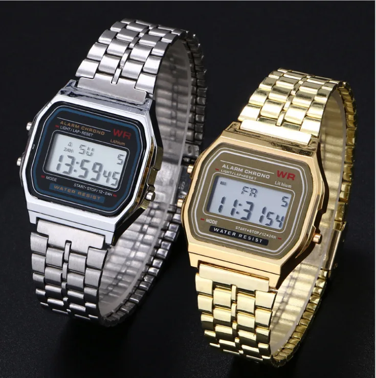 

Vintage Womens Men Stainless Steel Square LED Digital