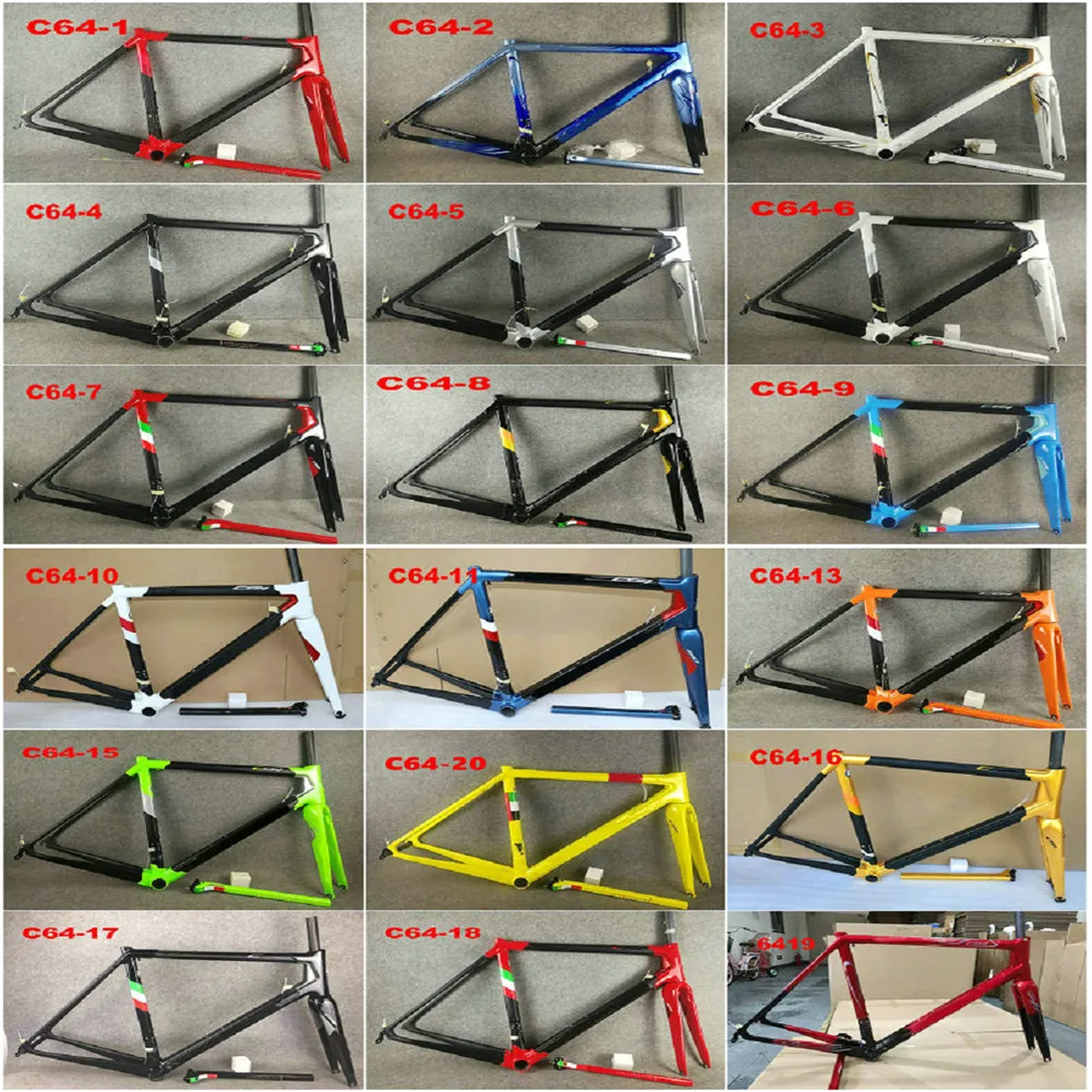 30 Colors Customize Color C64 Road Carbon Bike Frames White Yellow