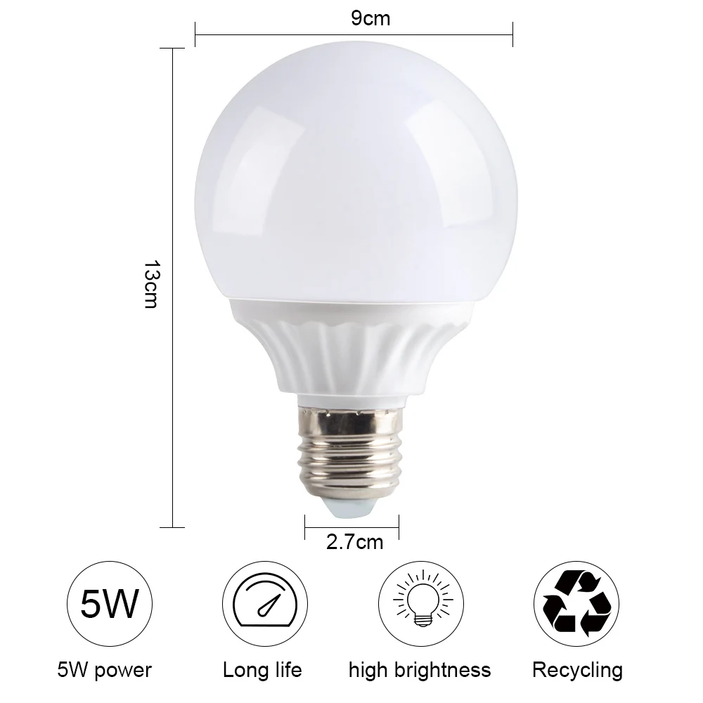 Светодиодный лампы E27 Глобальный светильник G80 110V 220V энергосберегающий светодиодный супер яркий светодиодный светильник 5 Вт 7 Вт, холодный белый свет, теплый белый свет