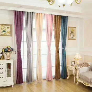 

New Simple Modern curtains for Living Room Bedroom Balcony Solid Color Chenille Shade Curtain Black Silk Curtain Cloth