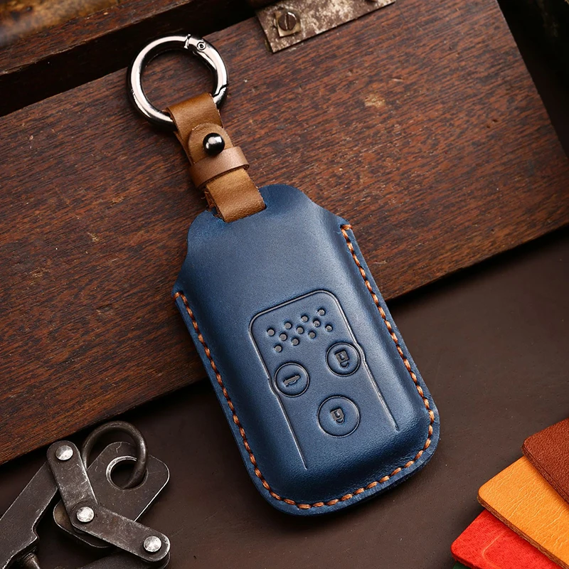 Leather Keychain Car Key Cover Case for Honda Accord CIVIC CRV Fit 2006