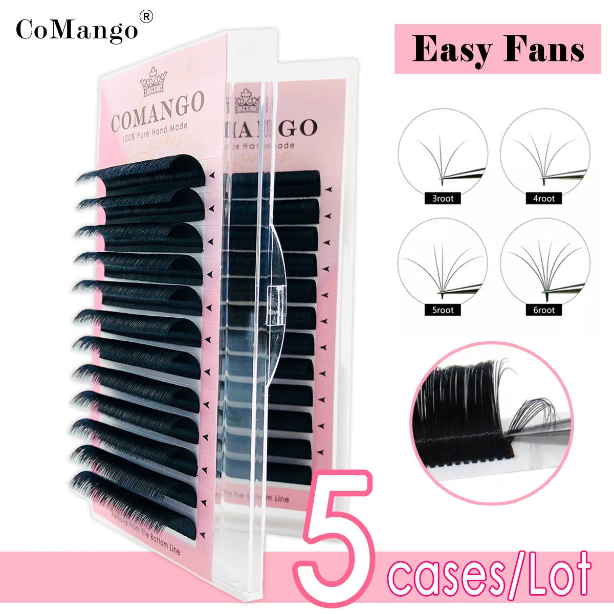 

CoMango 5pcs Easy fanning Fast Fan Blooming Eyelash Extensions Automatic High Quality Flowering Volume Eyelash