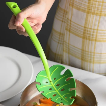 

Colander Creative Noodle Spoon Dining Tool Pasta Spoon Kitchen Tools Cooker Leaf Plastic Filter Spoon Personality Decoration