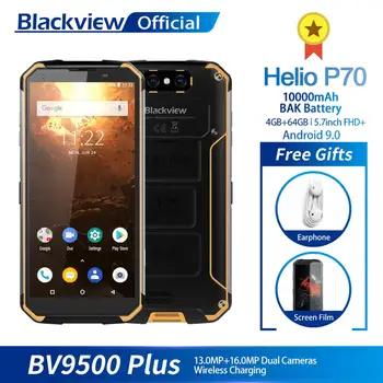 Перейти на Алиэкспресс и купить Смартфон Blackview BV9500 Plus, 10000 мАч, IP68 водонепроницаемый, FHD экран 5,7 дюйма 18:9, Helio P70, 4 ГБ+64 ГБ, камера 16 Мп, на базе Android 9.0