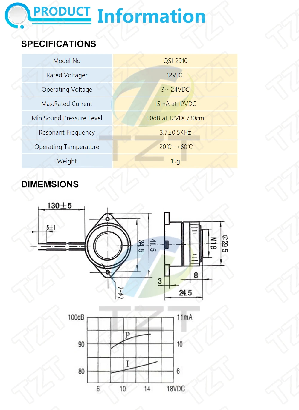 TZT 1/3PCS DC QSI-2910 90DB Summer 29,5x24,5mm 12V Dauerton für DIY KIT – Detail 1