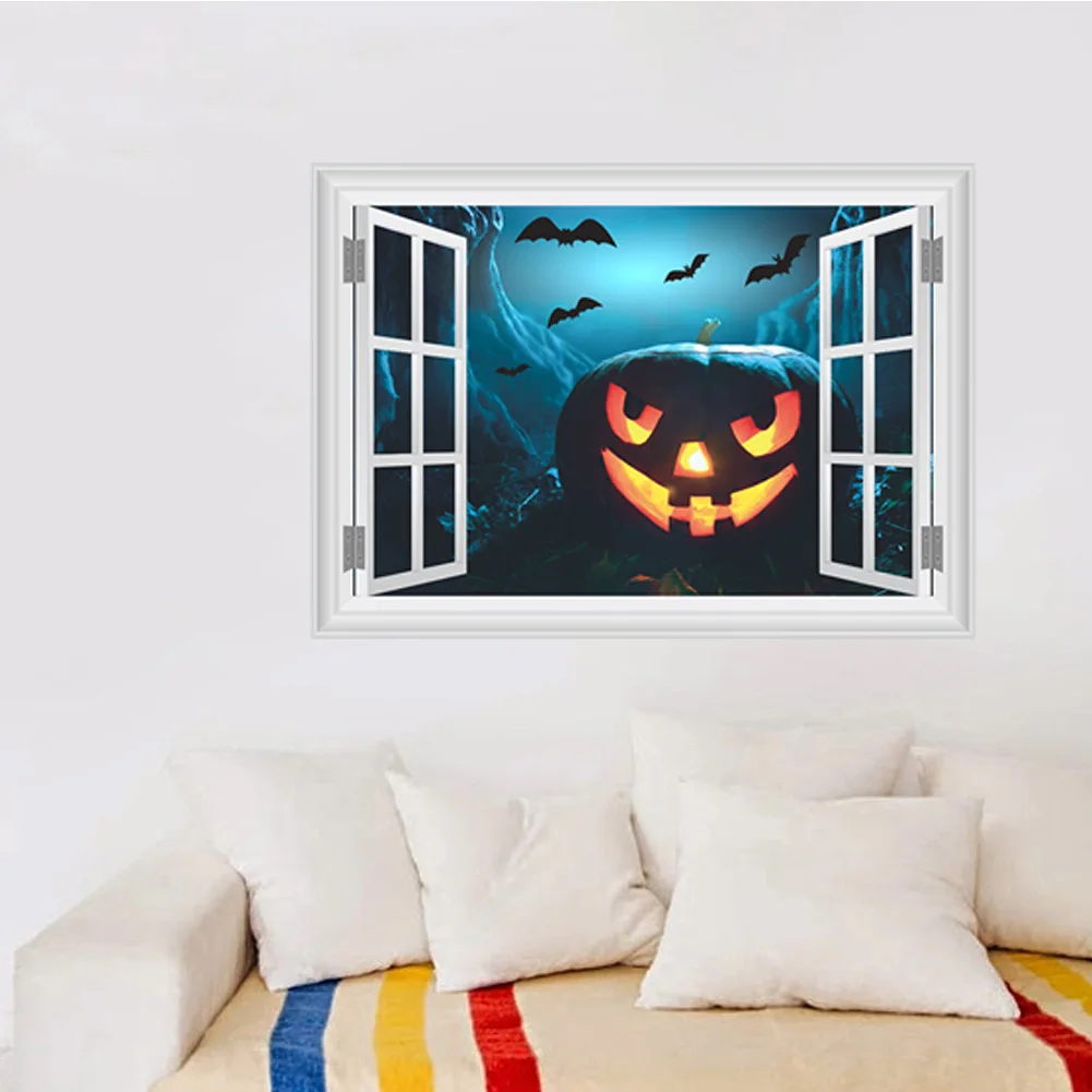 Hallowmas13 New Style Halloween 3D Horror Ghost Castle Pumpkin Head Living Room Decoration Wall Stickers