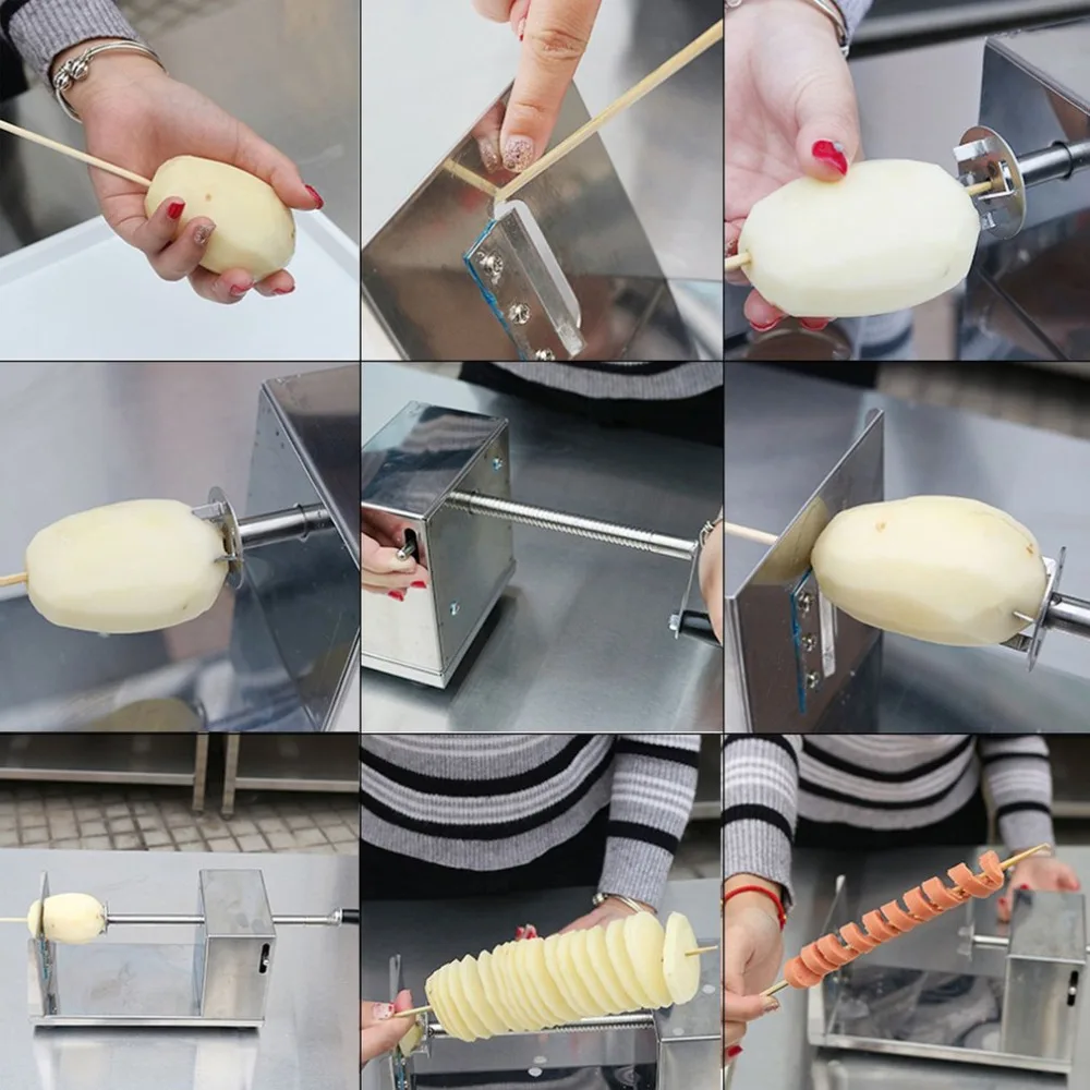 

New Manual Stainless Steel Twisted Potato Slicer French Fry Vegetable Cutter Spiral for Home Use or at a Restaurant
