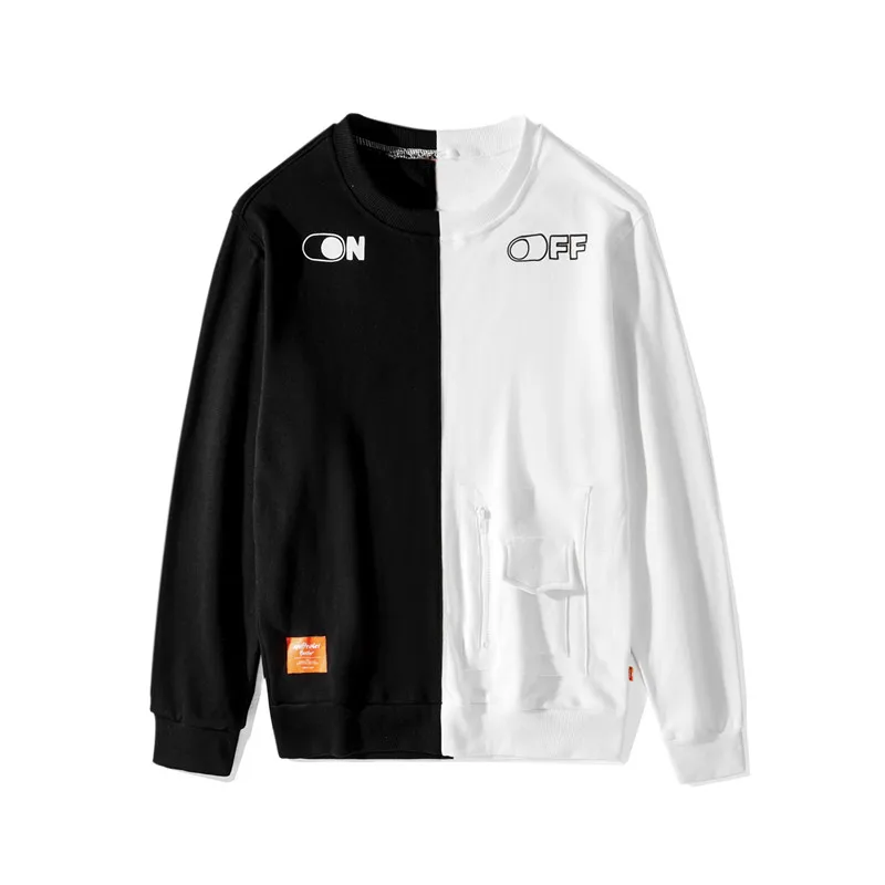 white sweatshirt Темный значок Цвет блокировать на Толстовка Для мужчин с круглым вырезом уличная Для Мужчин's кофты в стиле «хип-хоп», толстовка - Цвет: white sweatshirt