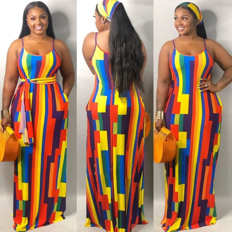 Сексуальное Платье макси с принтом Tie Dye, женское платье выше размера d Vestidos, элегантные свободные длинные платья на тонких бретелях размера плюс вечерние платья