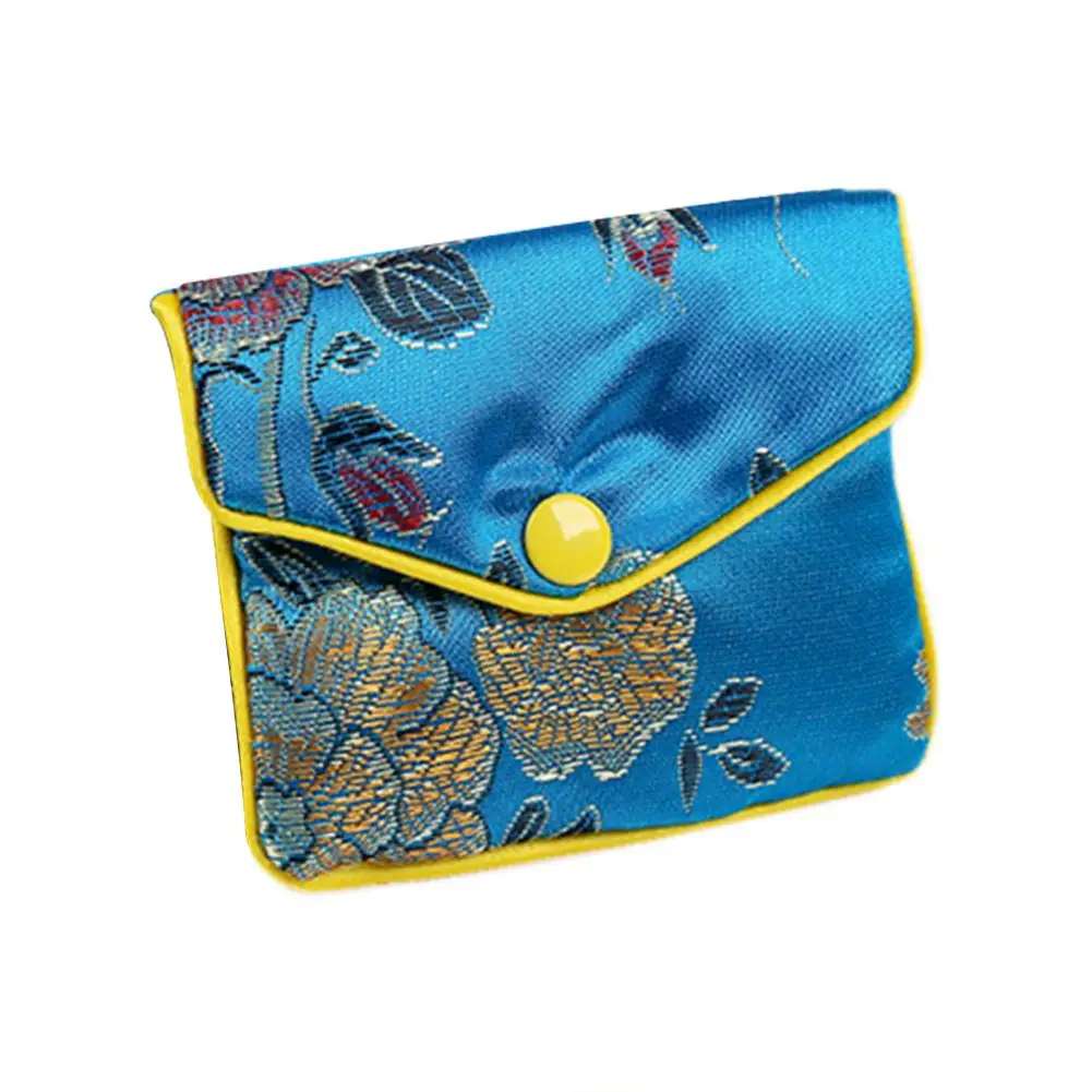 12 Pcs Jewelry Silk Storage Bag Chinese Brocade Embroidered Coin Organizers Pocket Gift Bags Small Jewelry Snap Case Coin Purse
