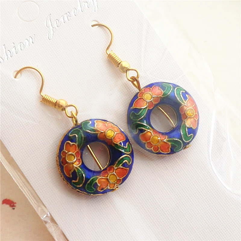5pcs Cloisonne Enamel Round Loose Bead Handmade DIY Jewelry Making Findings Filigree Spacer beads Earrings Bracelet Accessories