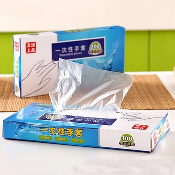 

200 pcs Food grade disposable gloves for Food safety and hygiene Home dining thick transparent pe plastic gloves kitchen
