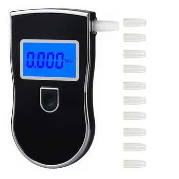 

LCD Display Alcohol Tester To At6000 Ethylotest Police Digital Detector Professional and 10 pcs nozzles dropshipping