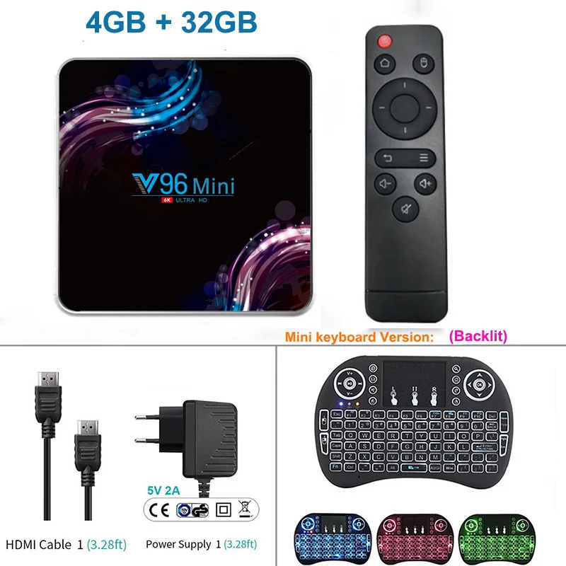 32GB Backlit Key 4 ГБ 128 ГБ V96 Мини Android 9,0 tv Box Allwinner H6 четырехъядерный 6K H.265 Wifi Netflix Youtube телеприставка 4 Гб 32 г/64 г медиаплеер - Цвет: 32GB Backlit Key