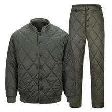 Мужское хлопковое пальто, брюки, зимняя теплая хлопковая стеганая куртка, брюки, костюм с круглым воротником, оливковый зеленый, теплая хлопковая верхняя одежда, брюки