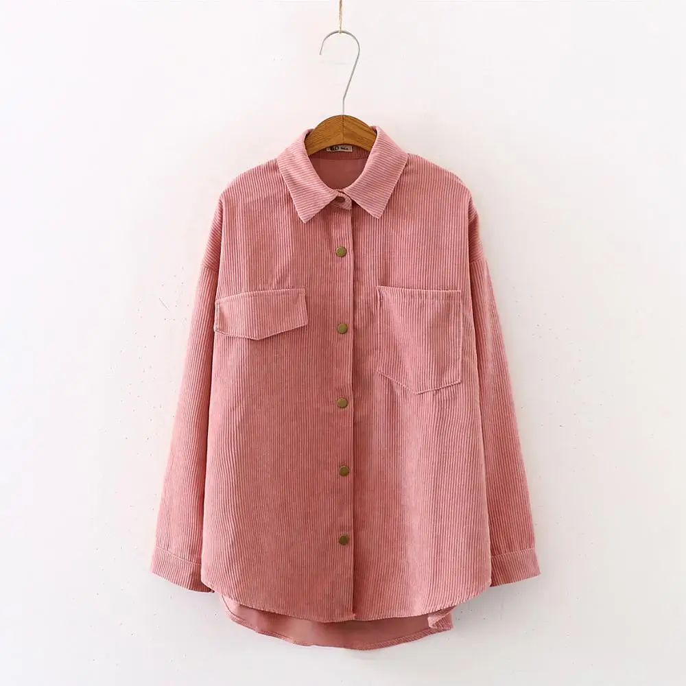 Nowych kobiet jednolita, sztruksowa rękaw w kształcie skrzydła nietoperza bluzka Vintage skręcić w dół kołnierz luźny Top zapinana różowa koszula Feminina Blusa T9D609T 3 Nowych kobiet jednolita, sztruksowa rękaw w kształcie skrzydła nietoperza bluzka Vintage skręcić w dół kołnierz luźny Top zapinana różowa koszula Feminina Blusa T9D609T 3