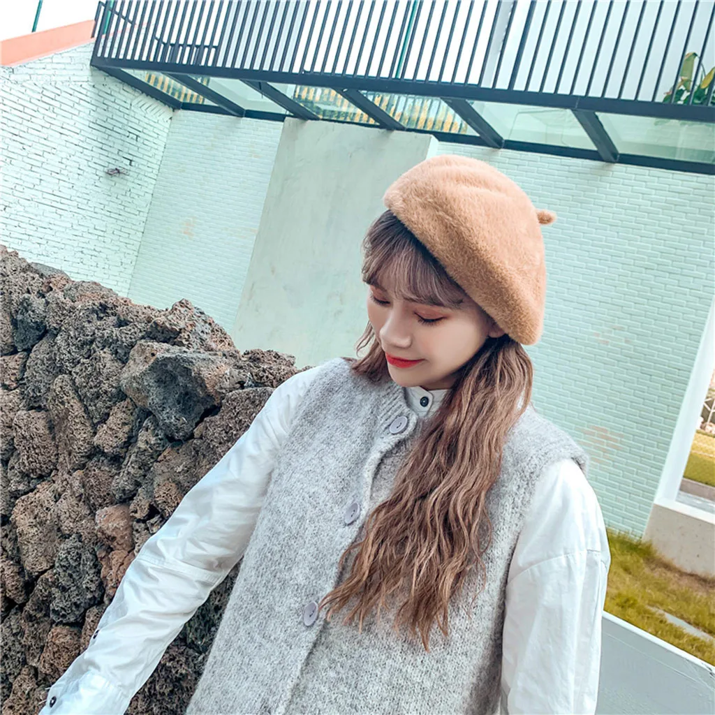 Unisex Winter Color Solid Retro Knitted Headdress Warm Hats For Men And Women Ear Warm Hat Ladies Headgear Sombrero de moda#2