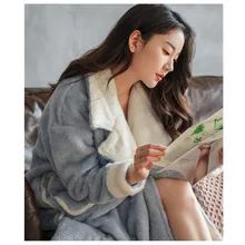 Коралловые бархатные пижамы женские осенние и зимние длинные утолщенные фланелевые пижамы зимняя Домашняя одежда можно носить на улице