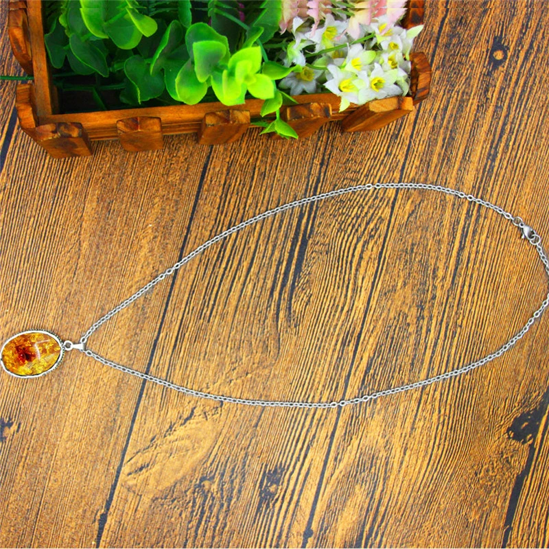 Classic Synthetic Ambers Jewelry Set For Women Antique Silver Plated Necklace Earrings Eye Shape Ring Fashion Set