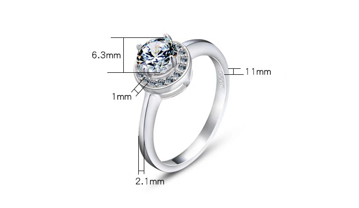 Bague Ringen 925 пробы Серебряное кольцо на палец с кристаллами простые круглые обручальные кольца для женщин Оригинальные серебряные ювелирные изделия для помолвки