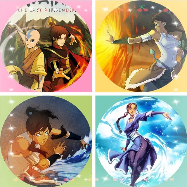 Avatar: El último maestro aire broches figura de animados y Anime Aang Katara redonda de Metal pantalla joyas broche Pin _ - AliExpress Mobile