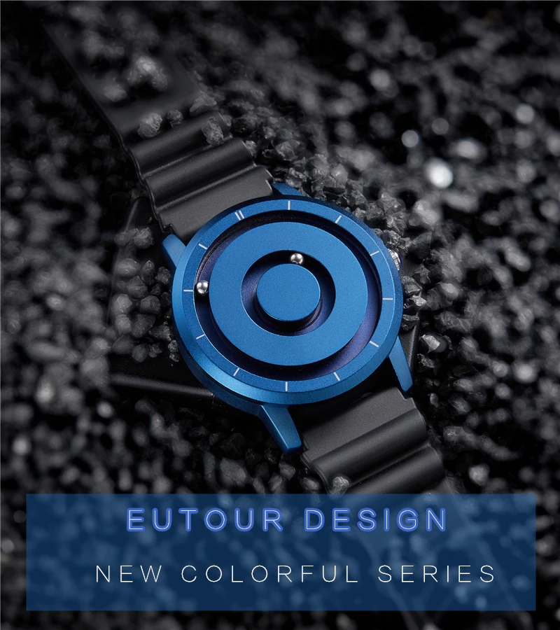 EUTOUR новые инновационные синие золотые магнитные металлические многофункциональные часы мужские модные спортивные кварцевые часы простые мужские часы