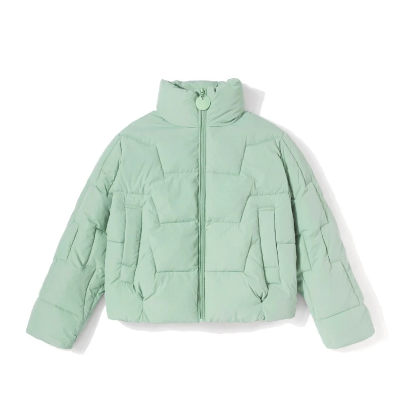 green SEMIR, хлопковое Женское пальто,, зима, новинка, ins, тренд, Короткий воротник, хлопок, плотное пальто, большие размеры, тонкая хлопковая куртка для девочек - Цвет: green