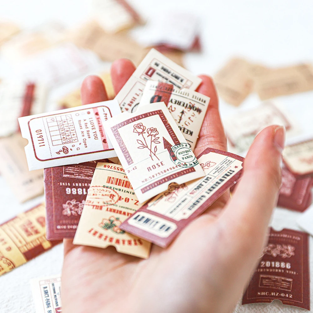 

45Pcs Retro Stamp Stickers Scrapbooking Envelopes DIY Decoration Diary Label Bullet Journal Craft Stationery Stickers