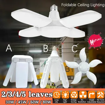 

LED Ceiling Lighting Garage Lights 4800LM Foldable E27 Bulb Adjustable Fan Blade Deformable AC 85-265V For Workshop Spotlight
