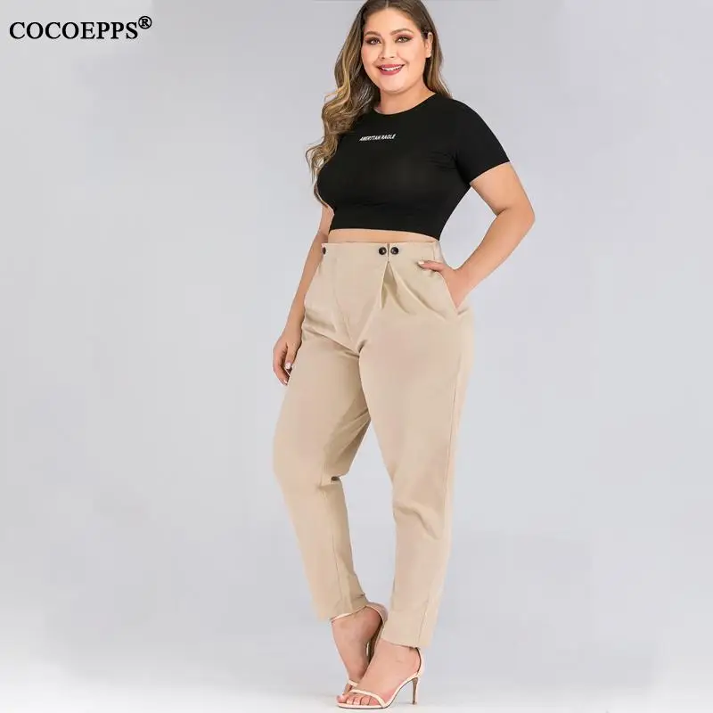 XL-4XL, весна, плюс размер, женские шаровары, повседневные, летние, для офиса, для девушек, брюки, большие размеры, женские, высокие, хаки, рабочие штаны
