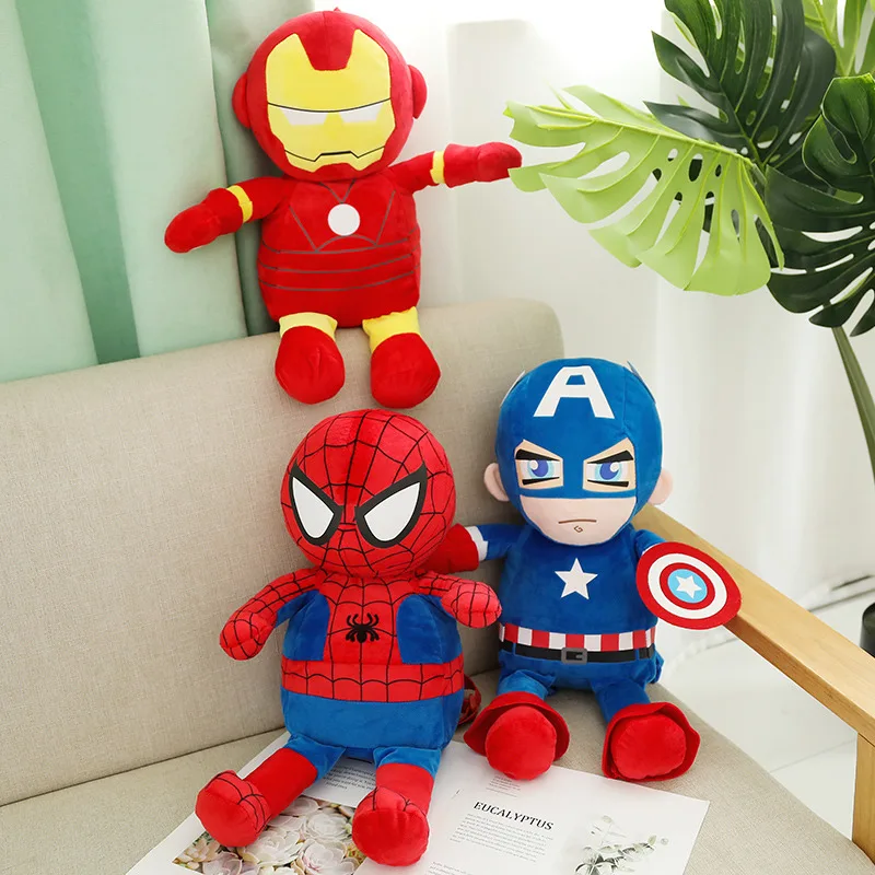 42cm cute cartoon plush toy Captain America Spider-Man Iron Man filled plush toy backpack bag high quality children birthday gif