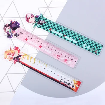 

Demon Slayer Kimetsu No Yaiba Kamado Tanjirou Nezuko Zenitsu Inosuke Plastic Material Ruler Office Stationery School Supplies
