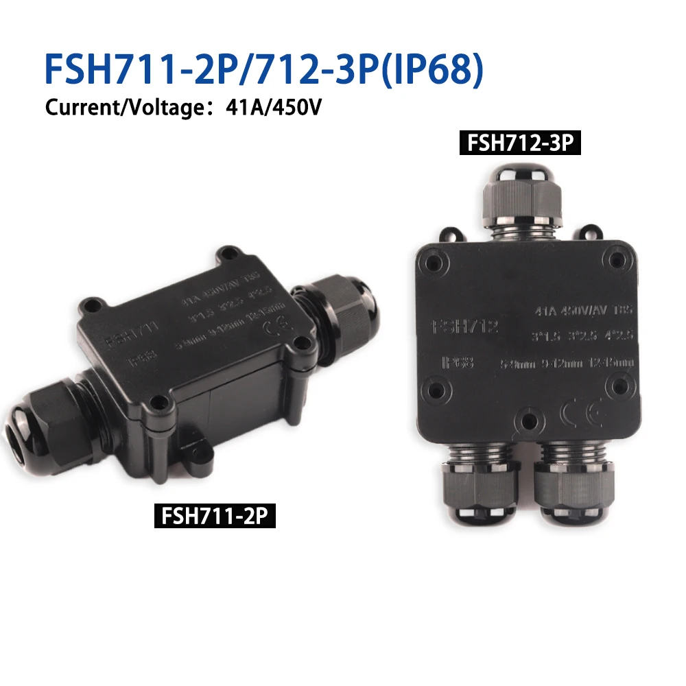 

2/3 Way Electrical Outdoor Waterproof Cable wire connector IP68 41A/450V Junction Box With terminal for Light Wiring Accessories