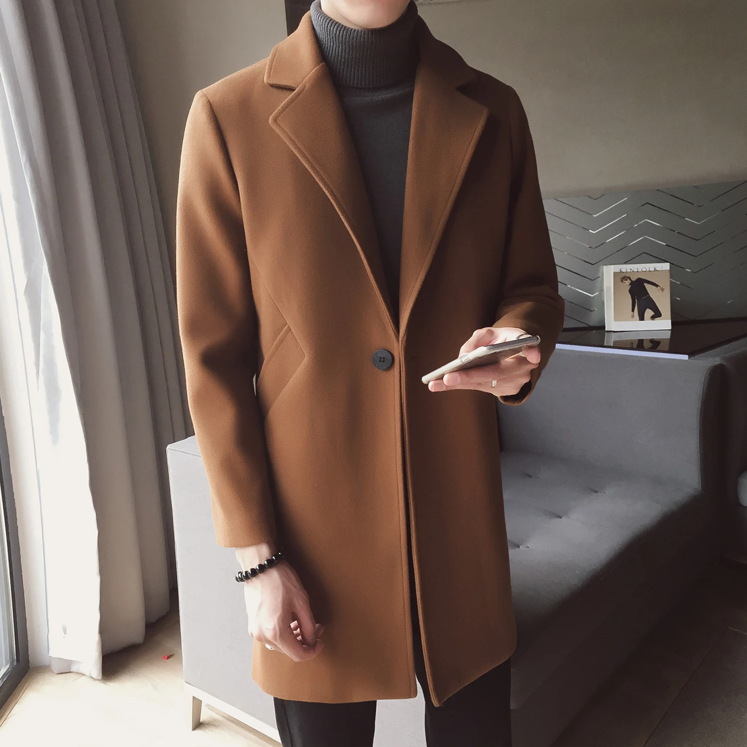 Winter Long Wool Coat Man Brown Warm Man Coat Korean Slim Fit Long Jacket Men Trend Brown Black Coat Men Casaco Masculino Winter Long Wool Coat Man Brown Warm Man Coat Korean Slim Fit Long Jacket Men Trend Brown Black Coat Men Casaco Masculino