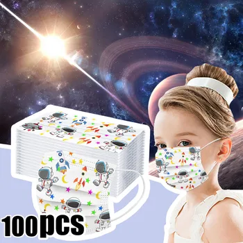 

In Stock 100pcs Children's masks face Mouth Maske Industrial Three-layer Non-woven Melt Blown ma$k Protection Respirator EarLoop